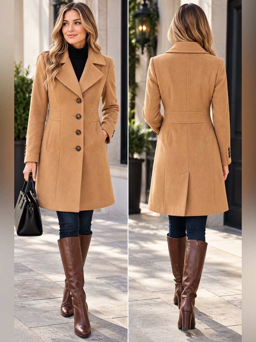 Anne Klein Camel Wool Cashmere Blend Walker Coat NWT Sz 0 Quiet Luxury Classic